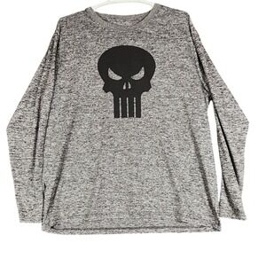 Marvel Punisher Long Sleeve T-Shirt XL Gray Skull Graphic Superhero‎ Mens